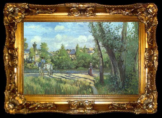framed  Camille Pissaro Sunlight on the Road, Pontoise, ta009-2